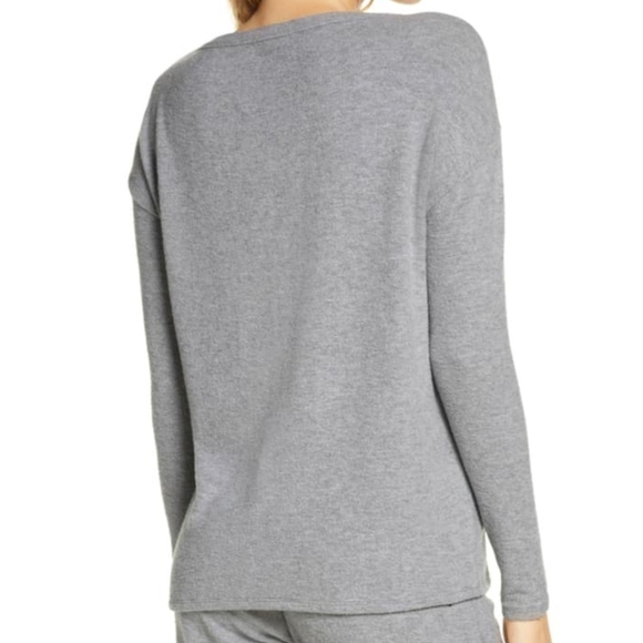Chaser Pullover Heart Print Long Sleeve Scoop Neck Lounge Heather Grey M NWT - Picture 10 of 15